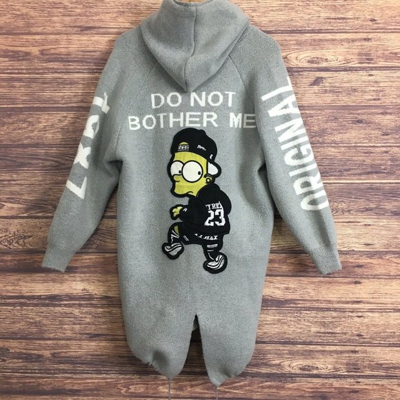Vtg Bart Simpson Button Up Sweater Coat Jacket